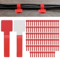 Uxcell 100-Pack Hook and Loop Cable Ties, 3.5 x 1.1 Inch Adjustable Self-Adhesive Cord Organizer for Desk [Red]