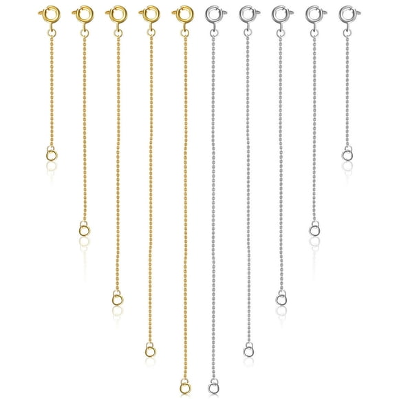 LEEYNEER 10 Pcs Necklace Extenders Bracelet Extenders Chains Extenders for DIY Jewelry Making