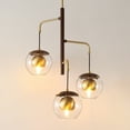 thumbnail image 4 of SAFAVIEH Vylora 3-Light LED Brown Wood Finish Iron Pendant Light with Clear Shade, 4 of 8