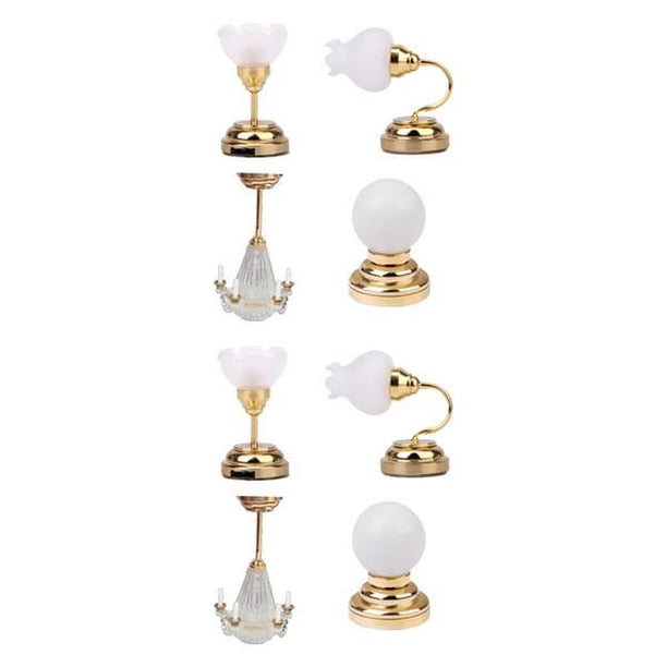 8x Metal 1:12 Muebles de casa de muñecas Lámpara LED Dormitorio brillante Decoraciones Piezas