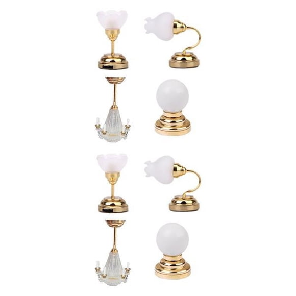 8x Metal 1:12 Muebles de casa de muñecas Lámpara LED Dormitorio brillante Decoraciones Piezas