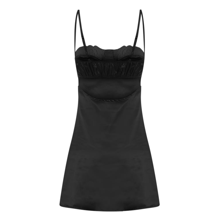 black slip dress short Backless Short Slip Dress - Black main image 1
