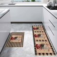 thumbnail image 4 of Kitchen Runner Rug and Mats Set of 2, Vintage Coffee Cup Beans Texts Non Slip Rugs Standing Floor Doormats for Bathroom Living Room Entryway Indoor Decor Black Check Border, 4 of 6