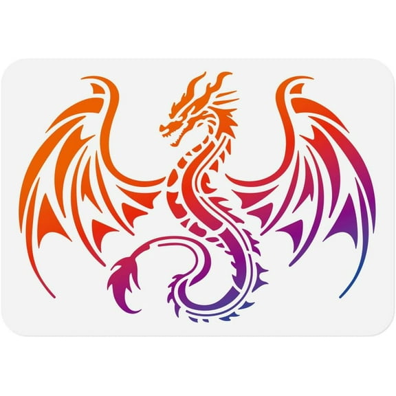 Dragon Stencil for Painting 11.7 x 8.3 Inch Reusable Plastic Decor Dragon Stencil for Painting on Wall Wood Furniture Fabric Canvas DIY Craft Stencil