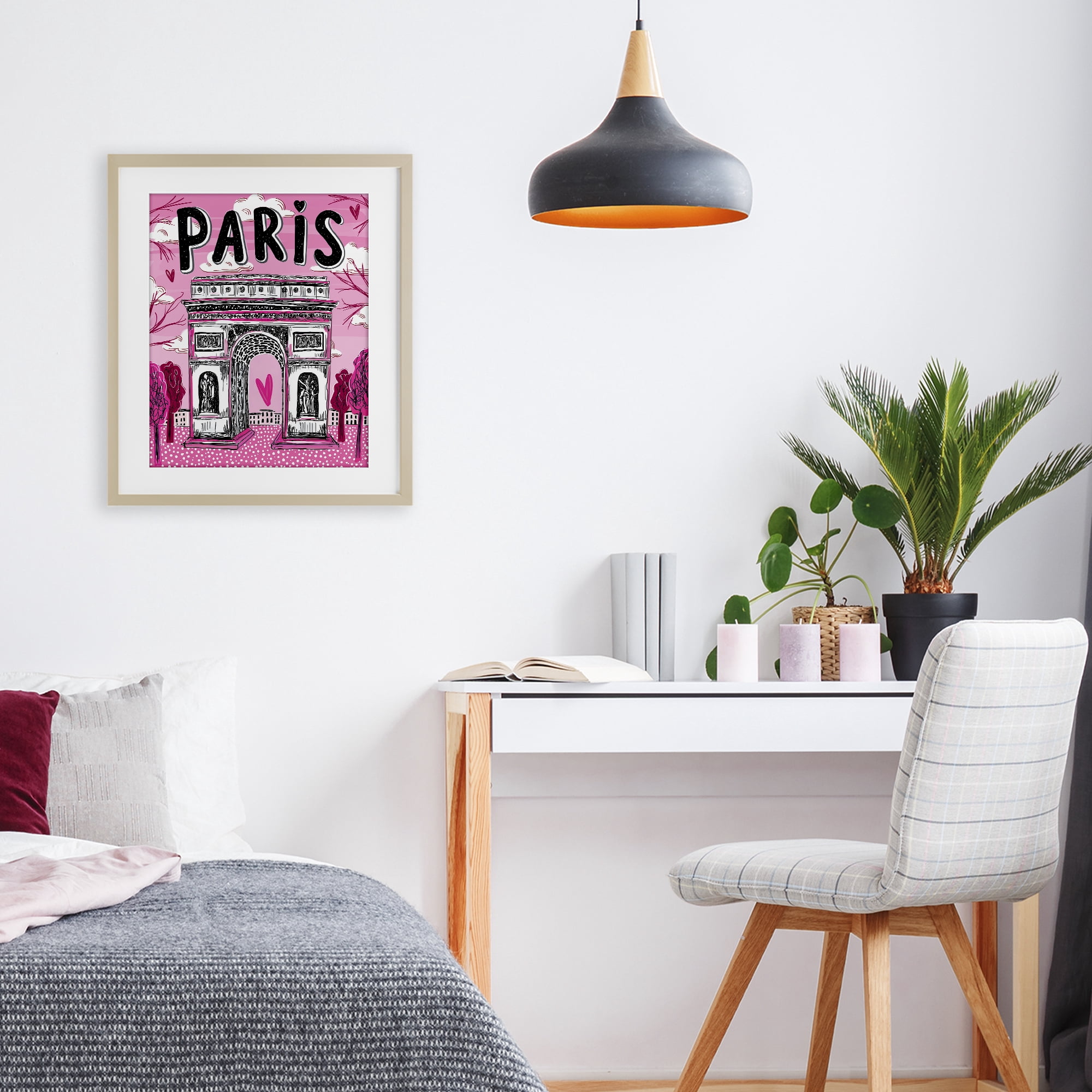 Stupell Industries Romantic Paris Arc de Triomphe Birch Framed Print Under Glass, design by Jess Stempel