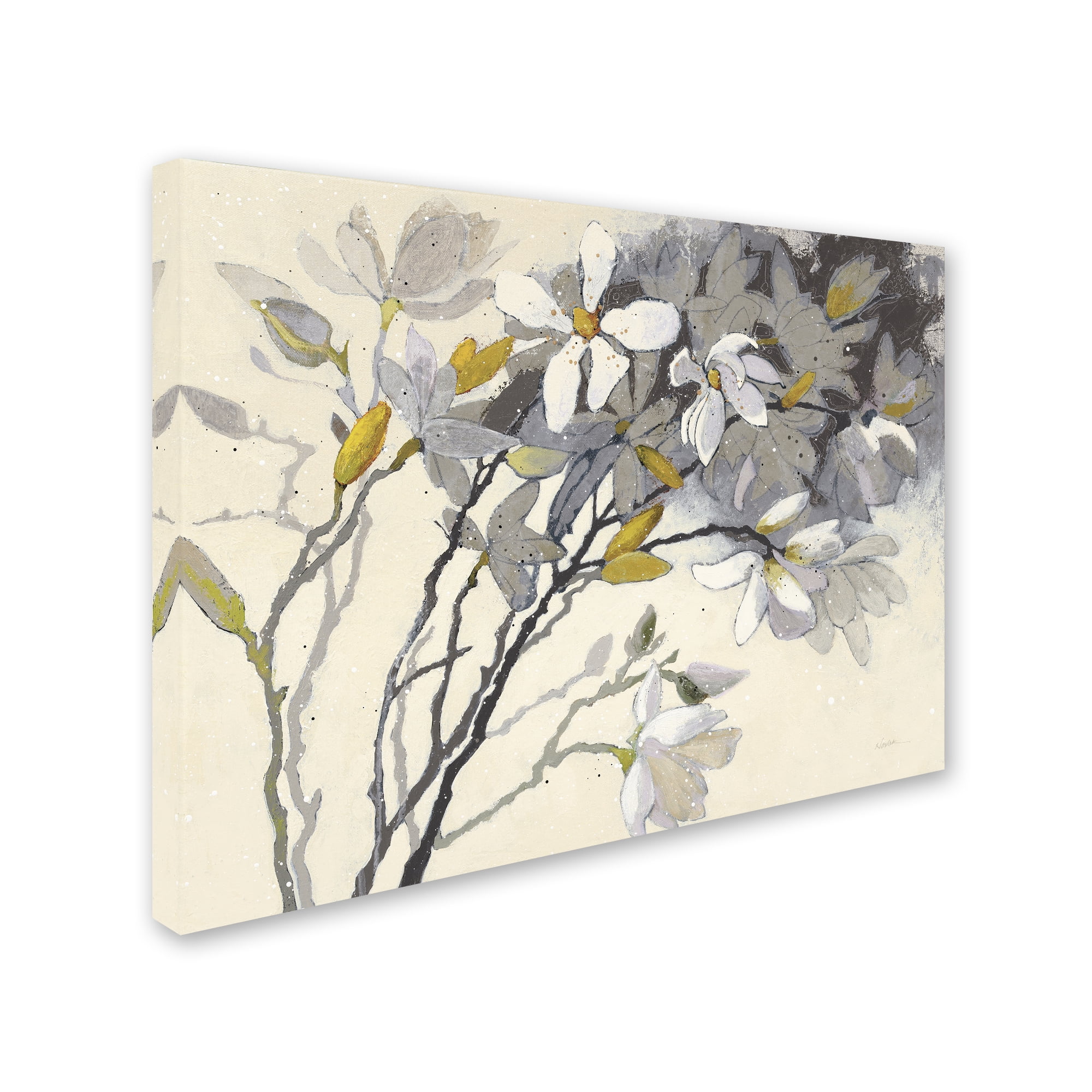 Trademark Fine Art 'Magnolias Yellow Gray' Canvas Art by Shirley Novak