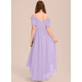 thumbnail image 2 of Drtj Kids Junior Bridesmaid Off Shoulder Dresses Asymmetrical Chiffon Flower Girls Party Pageant Gown, 2 of 6