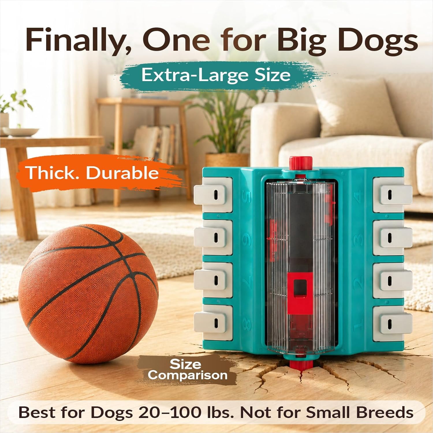 KADTC Dog Puzzle Toy, XL Size, 2 Levels of Challenge, Paw-Activated Rolling Treat Dispenser, Slow Feeder & Mental Stimulation for Medium/Large Dogs Enrichment Toys