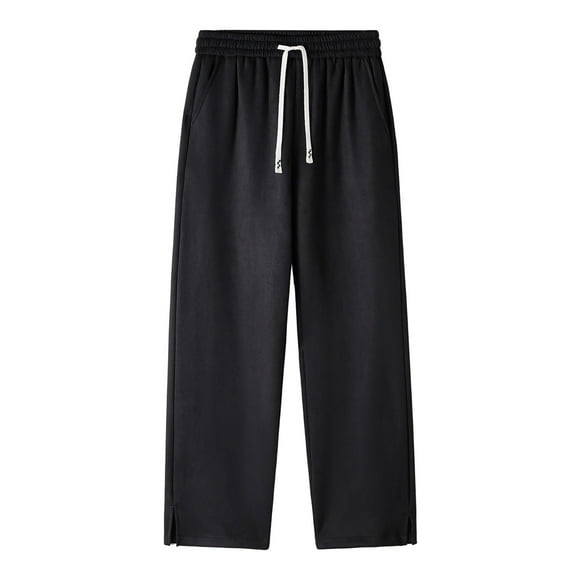 OJinShaWanO Petite Pants Men's Casual Pants Solid Color Suede Straight Pants and Pants