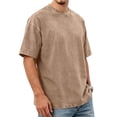 thumbnail image 6 of Dresfit Denim Shirts Men Short Sleeve Crew Neck Hawaiian Streetwear 2026 Summer Acid Wash Oversized Loose Fit Beach Tees Baggy Relaxed Fit T Shirts Khaki L, 6 of 8