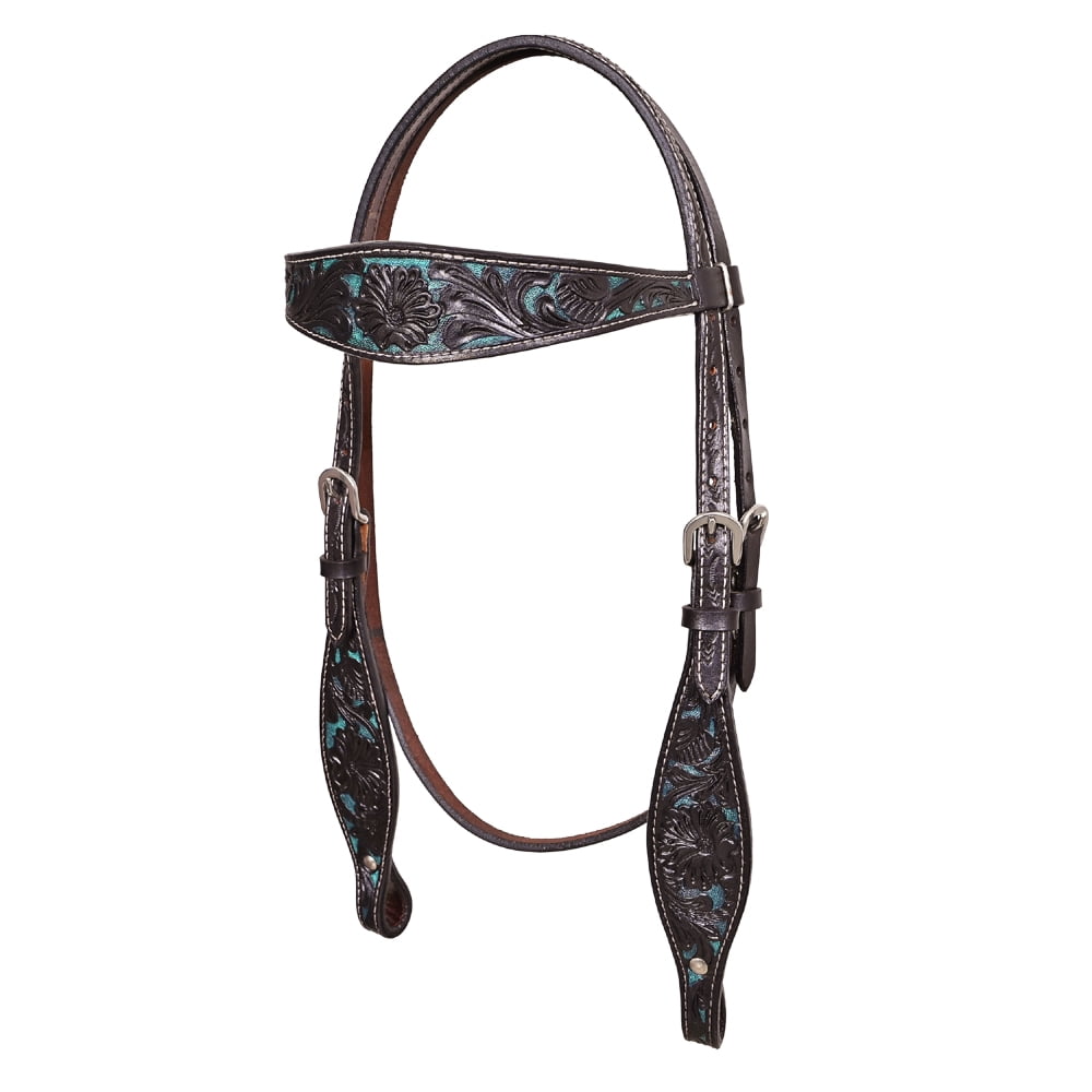 Western Horse Headstall Tack Bridle American Leather Black Hilason