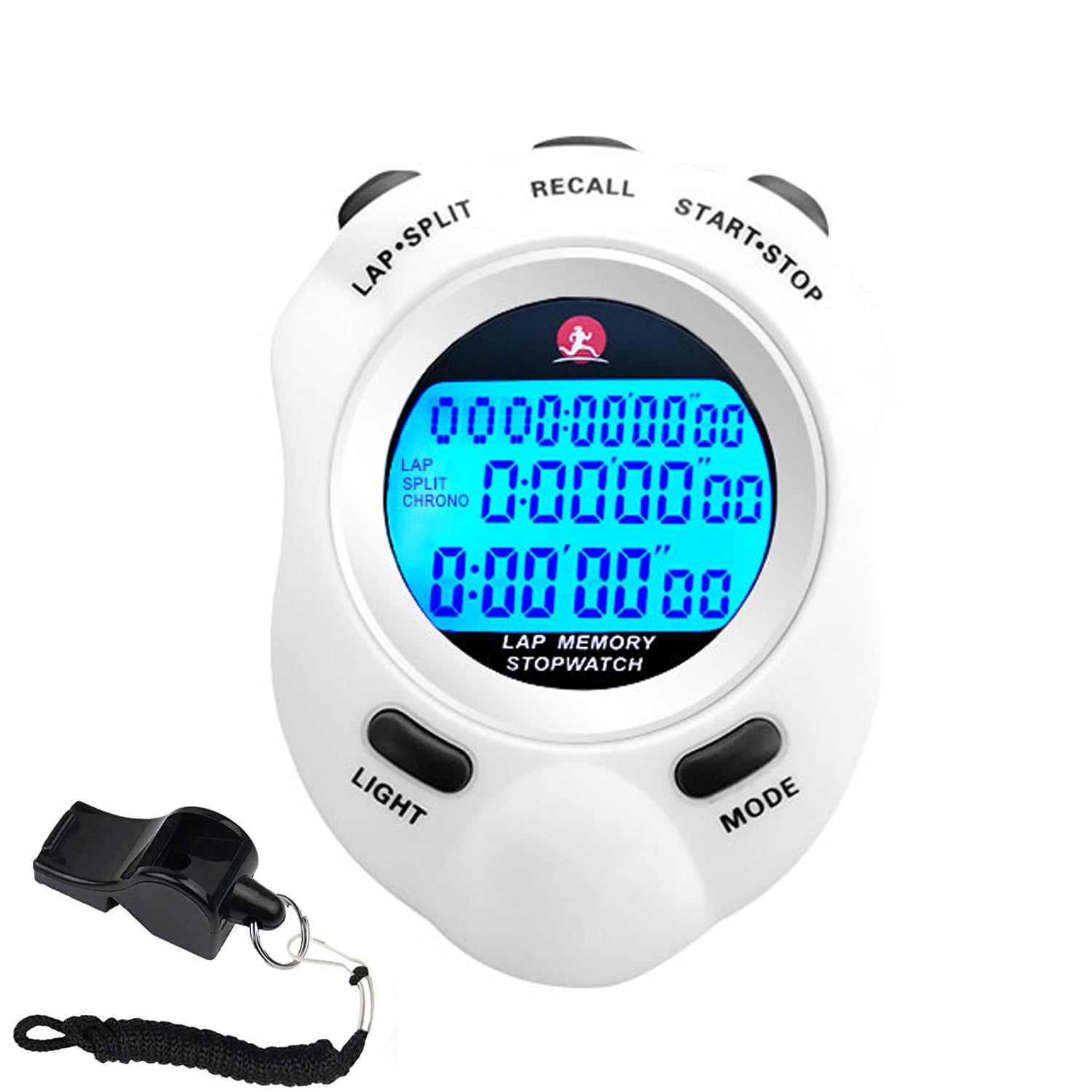 Rolilink Stopwatch, 10 laps Back Light Stop Watch for Sports Waterproof Stopwatches Timer for