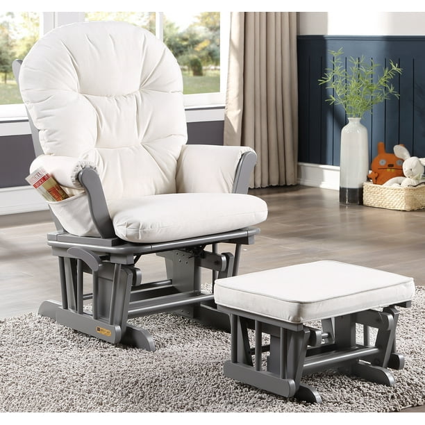 Contour Glider Rocker and Ottoman with Lock mechanisme Grey Beige