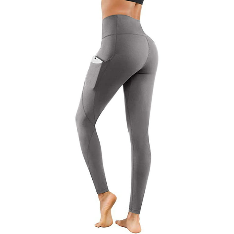 YWDJ Tights for Women Workout Gym Long Length with Pockets Running Sports  Yogalicious Utility Dressy Everyday Soft Solid Color Pocket Fitness Stretch  Leggings Gym Full Length Active Pants Gray L 