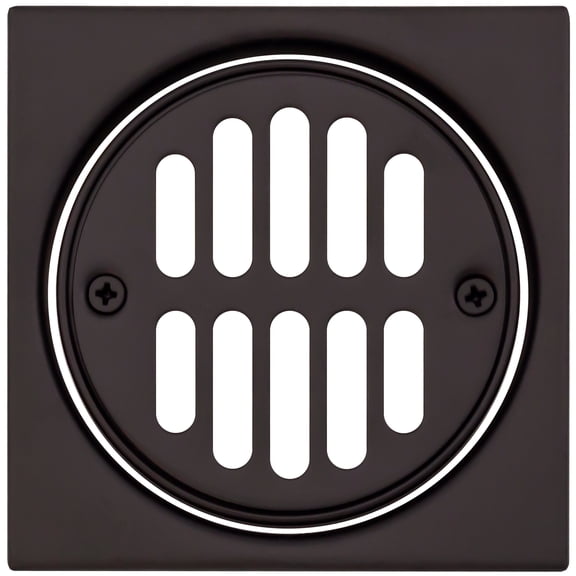 Westbrass Square Shower Tile with Round Drain Cover and Crown Ring, Oil Rubbed Bronze