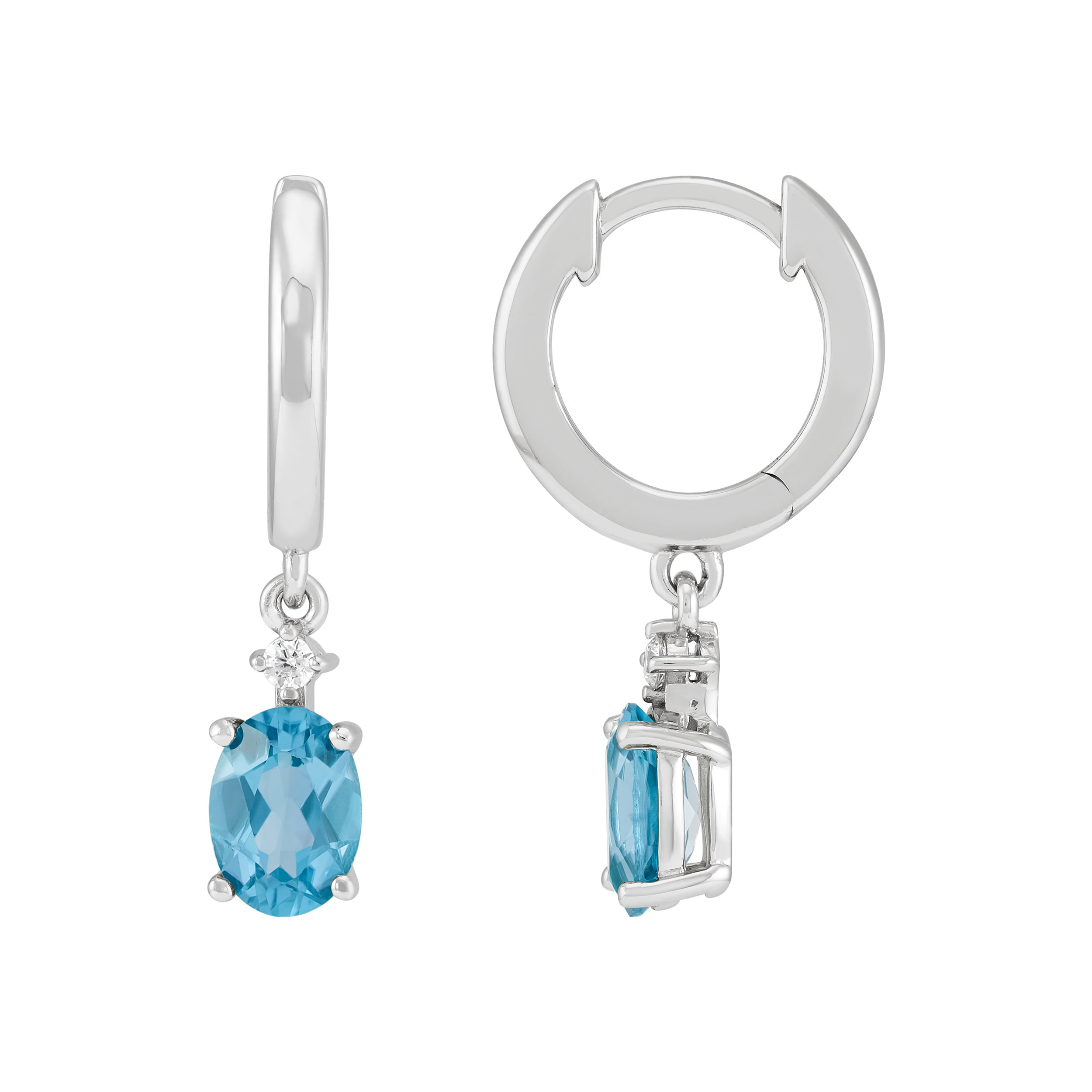 Brilliance Fine Jewelry Oval Blue Topaz Drop Earrings in Sterling Silver