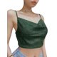 thumbnail image 3 of Txlixc Blusa de verano para mujeres, correas de espaguetis brillantes, negras cuello V de corte bajo para niñas Txlixc moda, 3 of 8