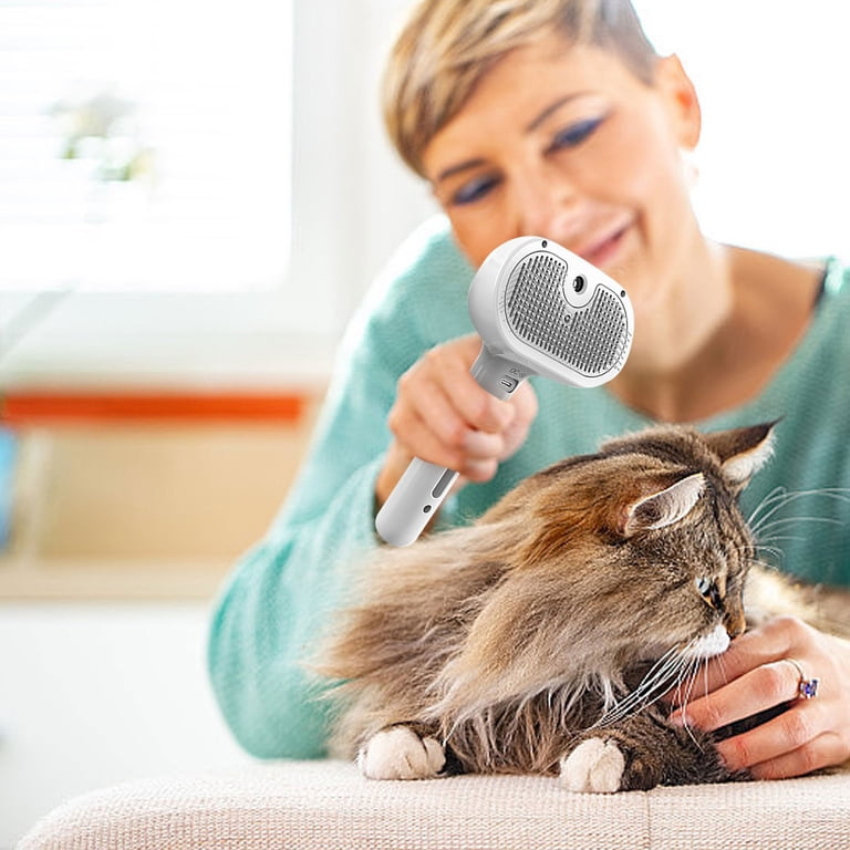 Steamy Cat Brush - 3-in-1 Self-Cleaning Grooming Brush With Steam For Cats, Dogs & Rabbits