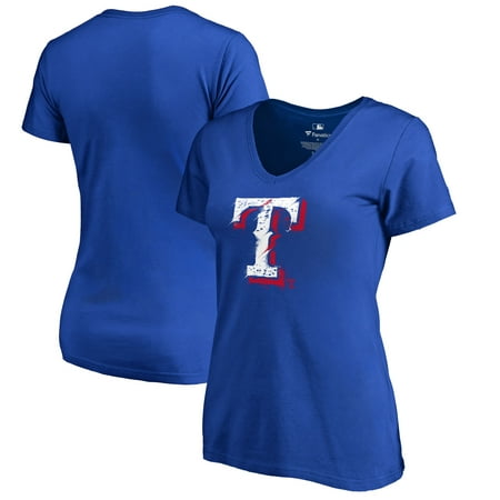 - Texas Rangers Fanatics Branded Women's Splatter Logo V-Neck T-Shirt - Royal