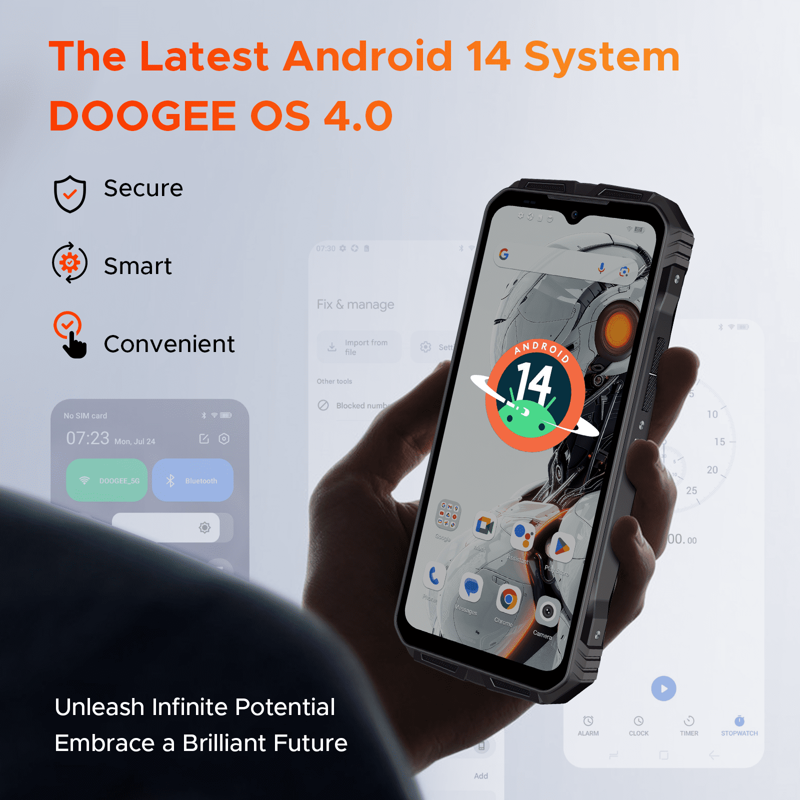 DOOGEE V MAX Pro(2025) 5G Rugged Phone, 22000mAh, 32GB+512GB/TF 2TB, Android 14 Rugged Smartphone, 108MP+20MP Night Vision Phone, 6.58" FHD+ 120Hz, IP68/IP69K Waterproof Phone, NFC/OTG/Face ID