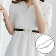 thumbnail image 4 of Creative Pearl Buckle Belt PU Leather Dress Skirt Waist Elastic Thin Women Belts White, 4 of 8