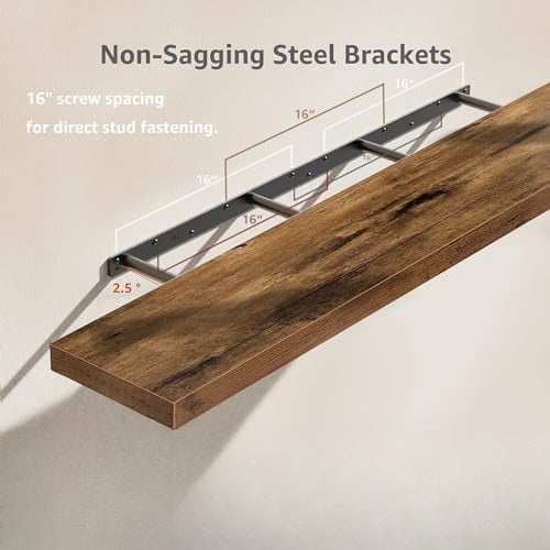 Floating Shelves for Wall 55.1" Extra Long - Wall Shelf Bathroom Kitchen Living Room Bedroom Farmhouse Home Decor Display Bookshelf Large 55.1 x 9.3 inch Set of 2, Rustic Brown (008-140BN)