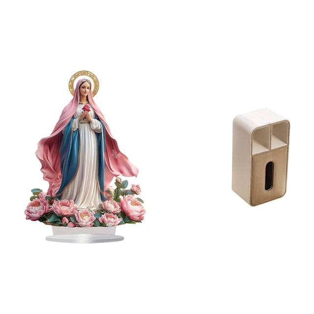Escultura de la escena de la Natividad,Adorno acrílico 2D de pie,caja de pañuelos,Caja de pañuelos de piel sintética para dormitorio,Caja de almacenamiento de toallas de papel para sala de