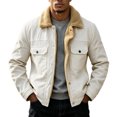 thumbnail image 7 of Ceisia Mens Lapel Corduroy Sherpa Lined Button Front Warm Winter Jacket Coat Beige XXXL Gift, 7 of 7
