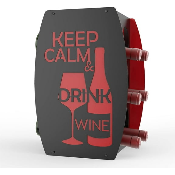 Mango Steam Keep Calm Two-Tone Wine Rack, Black & Red