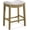 Natural/Wheat, variant on Single Counter Stool, Backless Saddle Kitchen Barstool in Natural Wood Finish with Wheat Cream Fabric Upholstery Cushion Seat.
