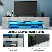 Hommpa LED TV Stand TV Cabinet for TVs up to 65 with Side Bookshelf and 4 Open Shelves Modern Television Media Console Entertainment Center