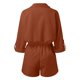 thumbnail image 4 of MKLEKYY Pijama Corto Para Mujer, Conjunto De Chándal Informal, Camisa De Manga Corta Con Botones, Pantalones Cortos Con Cordón Y Bolsillos, Conjunto De 2 Piezas, 4 of 4