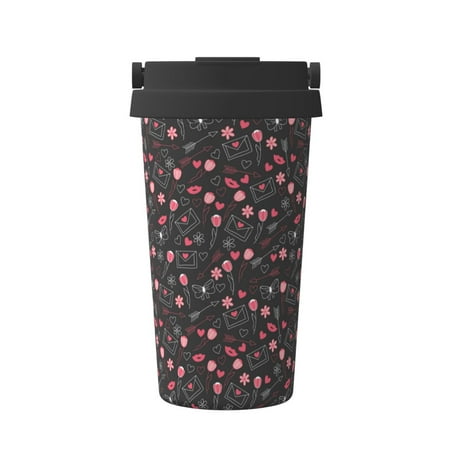 

Tebeau Valentine S Day Print Travel Coffee Mug Insulated Coffee Cup with Leakproof Lid Coffee Tumbler Reusable Coffee Cups with Seal Lid