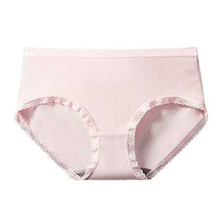 

YXGla Woman Seamless Sexy Soft Breathable Mid Waist Lace Hem Modal Underwear Briefs