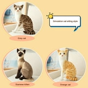 Cat Plush Toy Lifelike Stuffed Animal Realistic Siamese Kitten Model Soft Desktop Decoration for 3+ Years
