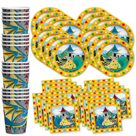 Mythical Dragon Birthday Party Supplies Set Plates Napkins Cups Tableware Kit for 16