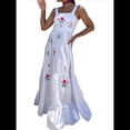 thumbnail image 2 of Vestido Bohemio de Verano para Mujer, Bordado, Sin Mangas, Fruncido, Holgado, para Playa y Vacaciones M, 2 of 7