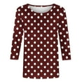 thumbnail image 4 of YanHoo Women's Polka Dot 3/4 Sleeve Blouse Tops Ladies 2025 Plus Size Summer Casual Crewneck 3/4 Sleeve Shirts, 4 of 6