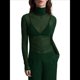 thumbnail image 2 of Top de Larga Ajustado de de Color Liso con Cuello Alto para Mujer, Camisa Transparente. Verde Oscuro XXL, 2 of 7