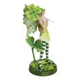 thumbnail image 4 of Green Shamrock Lucky Clovers Spring Garden Fairy With Striped Leggings Figurine, 4 of 10