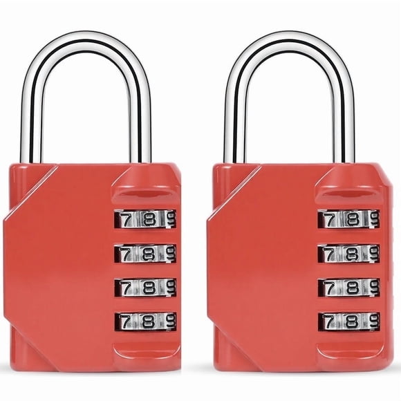 2PCS red code lock, used for waterproof padlock of 4-position outdoor lockers, suitable for schools, gymnasiums, sports venues, fences, tool boxes, gates, boxes, outdoor and buckle storage.