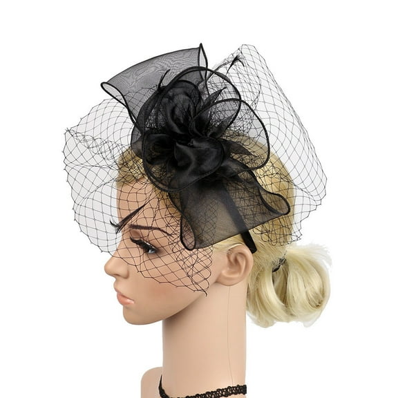 MSJUHEG Tea Party Hats for Women,Feather Hair Clip,Feather Headpiece,Church Hats for Women,Fascinators Hats for Women,Headwear Flower Hat Headwear Flower Black One Size