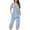 Light Blue#1, variant on Tnhcen Women's Summer Floral Print Henley Sleepwear Set - Button-Up Short Sleeve Top Capri Pants with Side Pockets Stretchy Pajamas Set Loungewear (S-3XL)