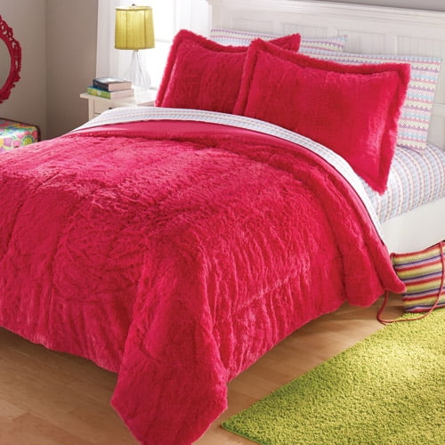 Your Zone Long Fur Bedding Comforter Set, 1 Each