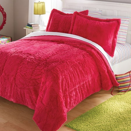Your Zone Long Fur Bedding Comforter Set 1 Each Walmart Com