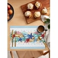 thumbnail image 2 of Placemat Summer Ocean Watercolor Star Shell Coral Sky Blue Coffee Dish Mat Kitchen Dining Table Rug Dinnerware 4/6pcs Pads, 2 of 6