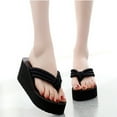 thumbnail image 4 of WORGEOUS Tacones altos Plataforma Zapatillas Moda Chanclas Pendiente antideslizante Resort Beach Sandalias anudadas negras para mujer mujer (Tamaño 37), 4 of 8