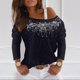 thumbnail image 2 of Camisas informales de manga larga para mujer, jersey con hombros descubiertos, blusa holgada con lentejuelas brillantes, Tops tipo túnica Pompotops gfhjh15342, 2 of 8