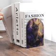 thumbnail image 6 of Easygdp Purple Flower Lazy Cat 2 Pcs Bookend Large Capacity Office Book Ends for Home Office Library School Study Decoration, 6 of 8
