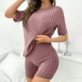thumbnail image 3 of Censtreet Pajama Set for Women 2 Piece Lounge Set Short Sleeve Tops and Shorts Soft Sleepwear, 3 of 4